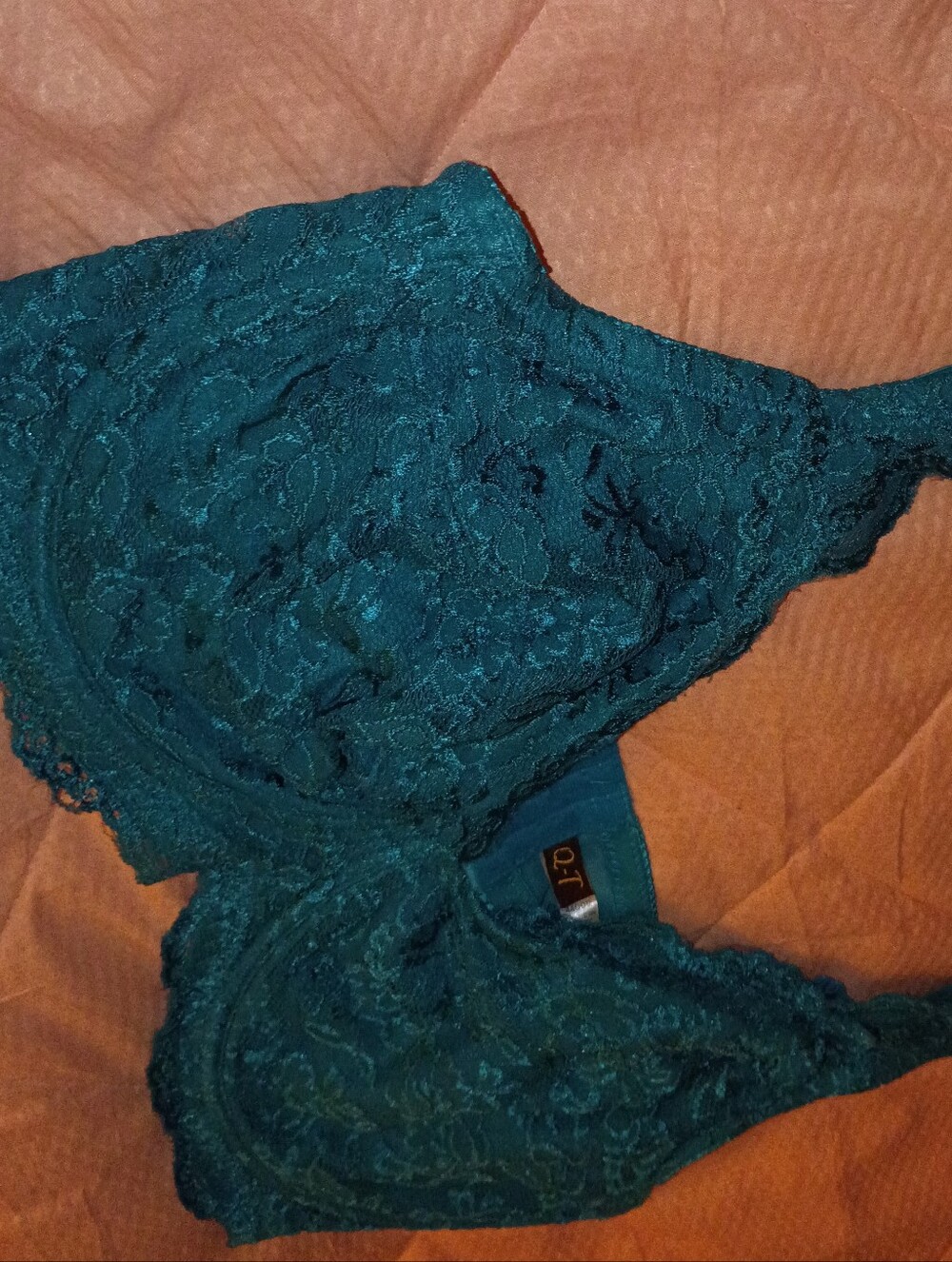 Q-T Intimates Teal Lace Underwire Bra - Picture 4 of 7
